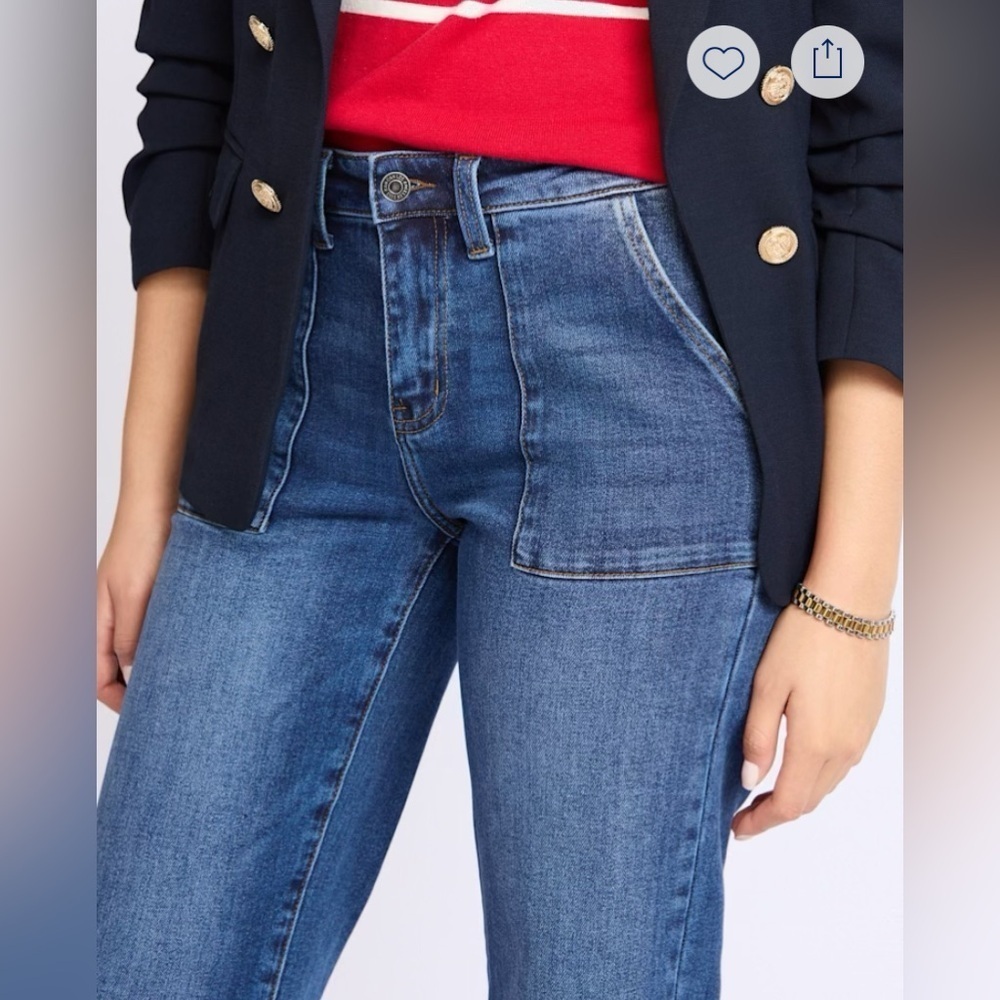 Kan Can Selene Mid Rise Crop Wide Leg Jeans - Picture 2 of 15